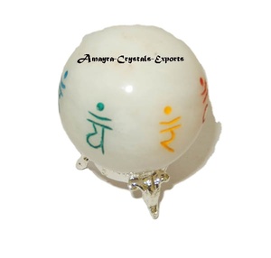 Gemstone White Agate Sanskrit Engraved <b>Spheres</b> Latest Premium Quality Wholesale Agate Balls for sale From Amayra <b>Crystal</b> Exports - Product Image 1