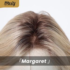 Perruque synthétique courte bouclée Margaret-DWY avec dentelle transparente et raie libre, perruque synthétique classique - Product Image 3