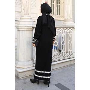 เดรสไหมพรมลายเพชร สีดำ ทรงแม็กซี่ ผ้าสแปนเด็กซ์เนื้อนุ่ม สไตล์ลำลอง เหมาะสำหรับฤดูใบไม้ผลิและฤดูร้อน พร้อมเข็มขัดธรรมชาติ รหัสสินค้า 6149 - Product Image 4