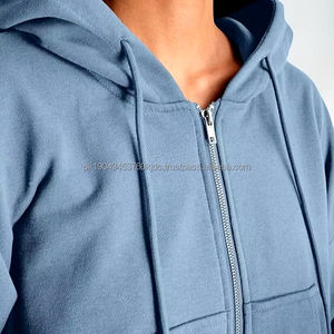 Sudadera recortada con cremallera a la moda para mujer, chaqueta informal cómoda de talla grande, sudaderas con capucha para gimnasio, deportes de invierno, logotipo frontal para correr - Product Image 1