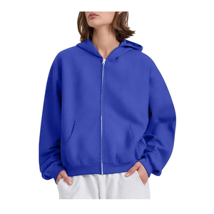 Sweat à capuche zippé unisexe de luxe pour femmes haut Streetwear de haute qualité avec sérigraphie brodée col à capuche d'hiver - Product Image 2