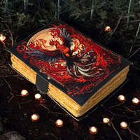 Journal en cuir véritable imprimé Phoenix, Grimoire, livre gothique vintage, journal de sorcellerie fait main, cadeau pour homme, remise de diplôme