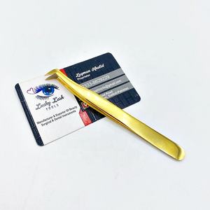 Pince à cils en acier inoxydable avec étiquette personnalisée Outil à pointe en fibre de marque privée plasma doré Extensions de cils Accessoire de beauté Pince à épiler - Product Image 5