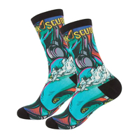 Chaussettes de cyclisme haute performance pour équipe de course, confortables, tricotées, avec logo personnalisé par sublimation, couleurs bleu et blanc, automne, 100% coton