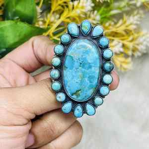Bague turquoise ~ Argent sterling 925 ~ Fait main ~ Statement ~ Hippie ~ Bohème ~ Bijoux ~ Cadeau pour elle - Product Image 4