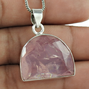 925สเตอร์ลิงเงินธรรมชาติโรสควอตซ์ตัดอัญมณีจี้คลาสสิกขายส่งเครื่องประดับที่ทำด้วยมือปรับรูปร่างได้ตามต้องการ - Product Image 4