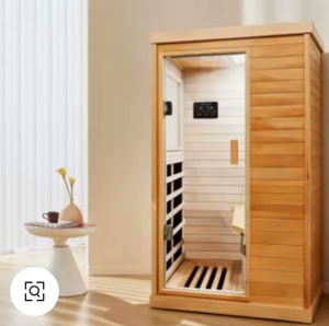 Mini Sauna per Una Persona, Uso Domestico Interno, Terapia a Luce Rossa, Sauna Elettrica a Infrarossi Lontani in Legno di Hemlock - Product Image 1