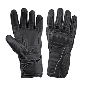 Men's Premium Black Leather Gloves for Winter Custom Printed Design Auto Racing and Motorbike Touring Wear - Product Image 4