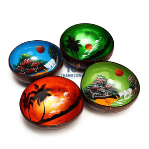 Cuenco de coco con patrón decorativo colorido más vendido, cuencos de laca de coco de colores personalizables pintados a mano - Product Image 5