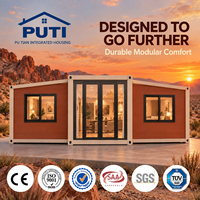 Maison conteneur extensible de 20 pieds, gain de place, avec structure en acier et panneaux muraux isolés, unité d'hébergement portable pour la vie en milieu isolé