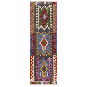 Alfombra Kilim de Maimana, Afganistán, 205 x 67 cm, Accesorio Decorativo para el Hogar - Product Image 1
