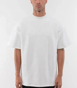Haute qualité plaine recadrée personnalisé 100% coton goutte épaule T-shirts pour hommes blanc col montant lourd surdimensionné Boxy t-shirt - Product Image 4