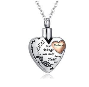 Collar de urna de cremación de acero inoxidable para marido para cenizas, colgante de soporte de cenizas de corazón, joyería de cremación, cenizas para mujeres, tamaño personalizado - Product Image 5