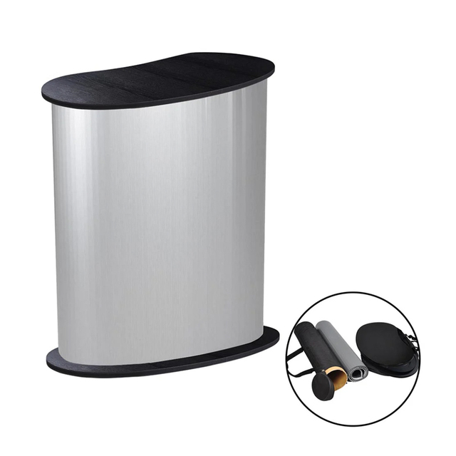 Portable Curved Podium Counter for Trade Shows for Velcro Retail Display Tables with Basic Brand Promotion Features