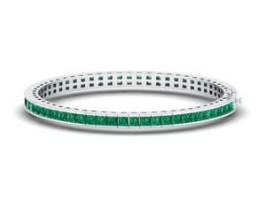 Bracelet tennis REYES minimaliste en or 14 carats avec pierre précieuse émeraude taille princesse de 5,1 carats, cadeau d'anniversaire personnalisé pour elle et lui - Product Image 2