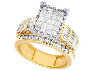 Bague classique en moissanite taille baguette et taille princesse ronde, sertie en grappe, avec bande en argent S925 pour femme, idéale pour les mariages et les soirées - Product Image 3