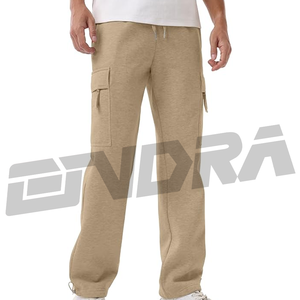 Pantalones cargo informales marrones para hombre, ajuste holgado, color sólido, diseño con cordones, estilo callejero, uso diario, deportes, correr, Vibe trending - Product Image 4