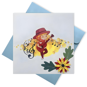 Carte-cadeau de papier de musique du Vietnam à la main avec motif de fleur de conception de quilling de thème musical pop-up-VietnamCrafts - Product Image 5