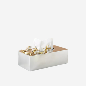 Boîte à mouchoirs en métal de forme carrée de la plus grande qualité avec Gingko Boîte à mouchoirs de table moderne parfaite pour votre chambre à coucher Salle de bain - Product Image 3