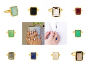 15x12mm Emerald Cut Rainbow Moonstone <b>Rings</b> 925 <b>Sterling</b> <b>Silver</b> Collet <b>Set</b> Handmade Jewelry Indian Wholesale Suppliers - Product Image 6