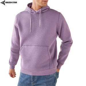 Mens Winter Pullover Hoodie 100% Cotton Fleece Eco Friendly Breathable Windproof Casual Solid Plain Dyed OEM Service - Product Image 2
