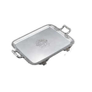 Plateau de service en acier métallique de forme rectangulaire de conception classique avec poignée couleur de forme de taille personnalisée - Product Image 3