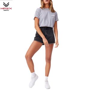 Camisetas Ecológicas con Cuello en V para Mujer, Diseño Moderno, MOQ Bajo, para Verano, con Logotipo Personalizado, Decoración con Diamantes y Botones - Product Image 4