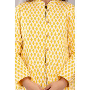 เสื้อแจ็คเก็ตผ้าฝ้ายน้ำหนักเบาสำหรับผู้หญิง สีเหลือง ลายพิมพ์-SHKL1023 - Product Image 6