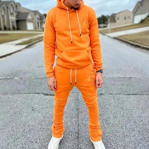 Conjunto de chándal de dos piezas para hombre, 100% algodón, oversize, de forro polar, personalizado, con cordón, estilo urbano, venta al por mayor - Product Image 1