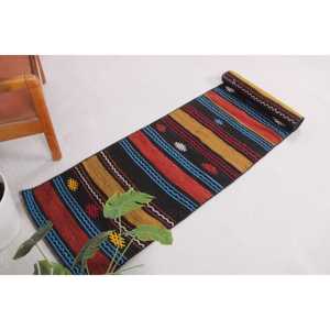 พรมตุรกีวินเทจ ขนาด 1.8x8.6 ฟุต (55x263 ซม.) พรมคิลิมสีแดงสไตล์ตะวันตกเฉียงใต้ - Product Image 5