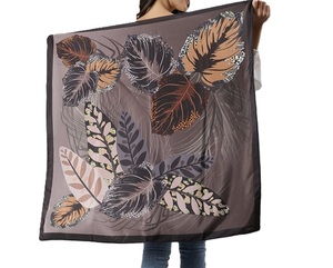 Handmade Luxurious Poly <b>Silk</b> <b>Scarves</b> <b>Square</b> Printed Shawls Fouta Adding Elegance to Any Outfit Made in India - Product Image 1