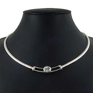 Elegant Women's 925 Sterling <b>Silver</b> Collar Necklace with Diamond and Zircon Gold and Rhodium Plated for Weddings - Product Image 1