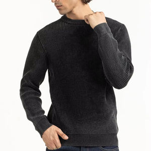 2024-2025ยอดนิยมเสื้อถักแบบเรียบง่ายของผู้ชายเสื้อสีพื้นแบบยุโรปสำหรับฤดูหนาวมีโลโก้ด้านหน้า - Product Image 1