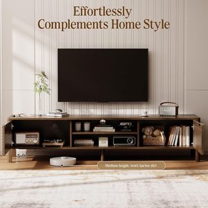 71" Mid Century Modern <strong>TV</strong> <strong>Stand</strong> for 80" <strong>TVs</strong> Storage Console with Adjustable Shelves Living Room &amp; Bedroom <strong>Walnut</strong> - Product Image 3