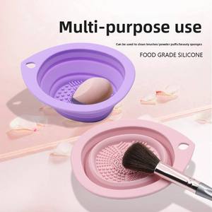 Tazón para Limpiar Brochas de Maquillaje, Plegable, en Forma de Gota, para Brochas de Polvo, Herramientas de Belleza, Almohadilla de Limpieza de Silicona, para Uso Doméstico - Product Image 1