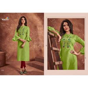 Cómodo traje Salwar listo para el verano en tela de algodón transpirable con Kurta estampado y parte inferior Lisa disponible a bajo precio - Product Image 2