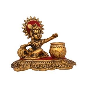 Krishna con Matki para decoración del hogar y regalo, nuevo producto, artesanía, Metal, dorado, plateado - Product Image 1