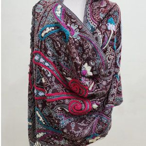 ผ้าคลุมไหล่ขนสัตว์แท้ปักลายไหมแจ็คการ์ดทำมือสำหรับผู้หญิงและเด็กผู้หญิงผ้าพันคอแบบดั้งเดิมสำหรับฤดูหนาว - Product Image 2