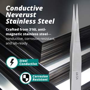 Precision Straight Fine Tip Anti-Magnetic Stainless Steel Tweezers Plastic Serrated Handle ESD-<b>Safe</b> <b>Tool</b> for Electronics Lab Use - Product Image 6