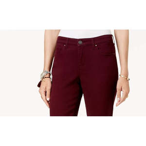 Jean Skinny Femme Style & Co Rouge Coupe Courbée Taille 10 Taille Mi-Haute Style Boyfriend en Denim Respirant Lavable Tendance - Product Image 1