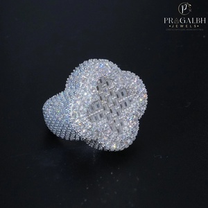 Bold <b>Men</b> <b>Wedding</b> Band 925 Sterling <b>Silver</b> Moissanite Eternity <b>Ring</b> White Gold Fine Hip Hop Jewelry - Product Image 3