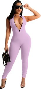 Mono ajustado acanalado sin mangas para mujer, mono elástico de una pieza de poliéster Spandex, ajustado, sólido, informal - Product Image 6