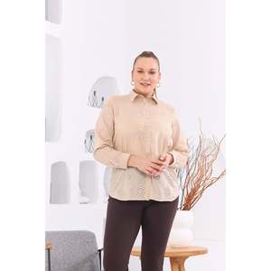 Blusa de Algodón con Detalle de Encaje Perforado RMG Talla Grande, Tejido de Seda, Colección de Verano, Ajuste Cómodo para Mujer - Product Image 1