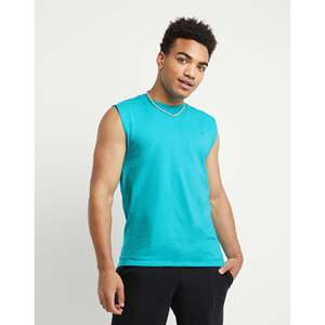 Canotta da uomo Champion girocollo senza maniche 100% cotone stile muscolare per palestra, taglia Small blu con cappuccio - Product Image 1