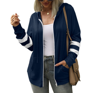 Haute qualité sur mesure votre conception de logo respirant séchage rapide anti-boulochage plaine fermeture éclair manches longues sweats à capuche pour femmes - Product Image 2