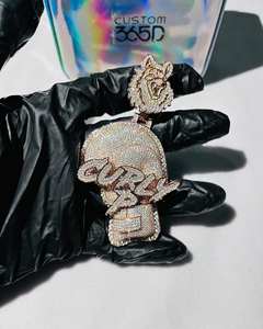 Personalizado de lujo Iced Out VVS colgantes personalizados 925 plata esterlina nombre inicial letra Hip Hop Dope Moissanite letra colgante - Product Image 2