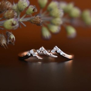 Dainty Mountain 10k Gold Lab Grown Diamond Wedding Band White Gold Plated Engagement Ring Gift for <b>Your</b> <b>Love</b> - Product Image 4