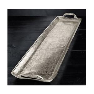 Grand plateau à feuilles en aluminium pour la maison et l'hôtel, plateau de service à salade de conception en relief de meilleure qualité avec plaqué or pour la décoration de Table - Product Image 3