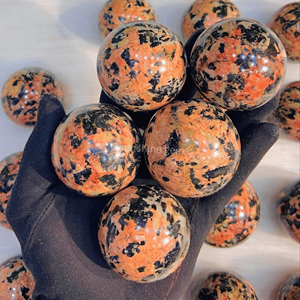 Ortoclasa naranja con esfera de cristal de turmalina negra, esfera de piedras preciosas naturales para meditación curativa y decoración, suministro a granel - Product Image 3