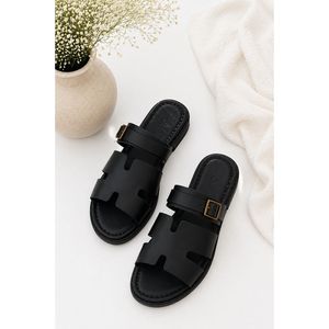 Sandalias Negras de Verano con Doble Correa y Hebilla, Diseño Antideslizante, Cómodas y Transpirables con Estampado Moderno - Product Image 2